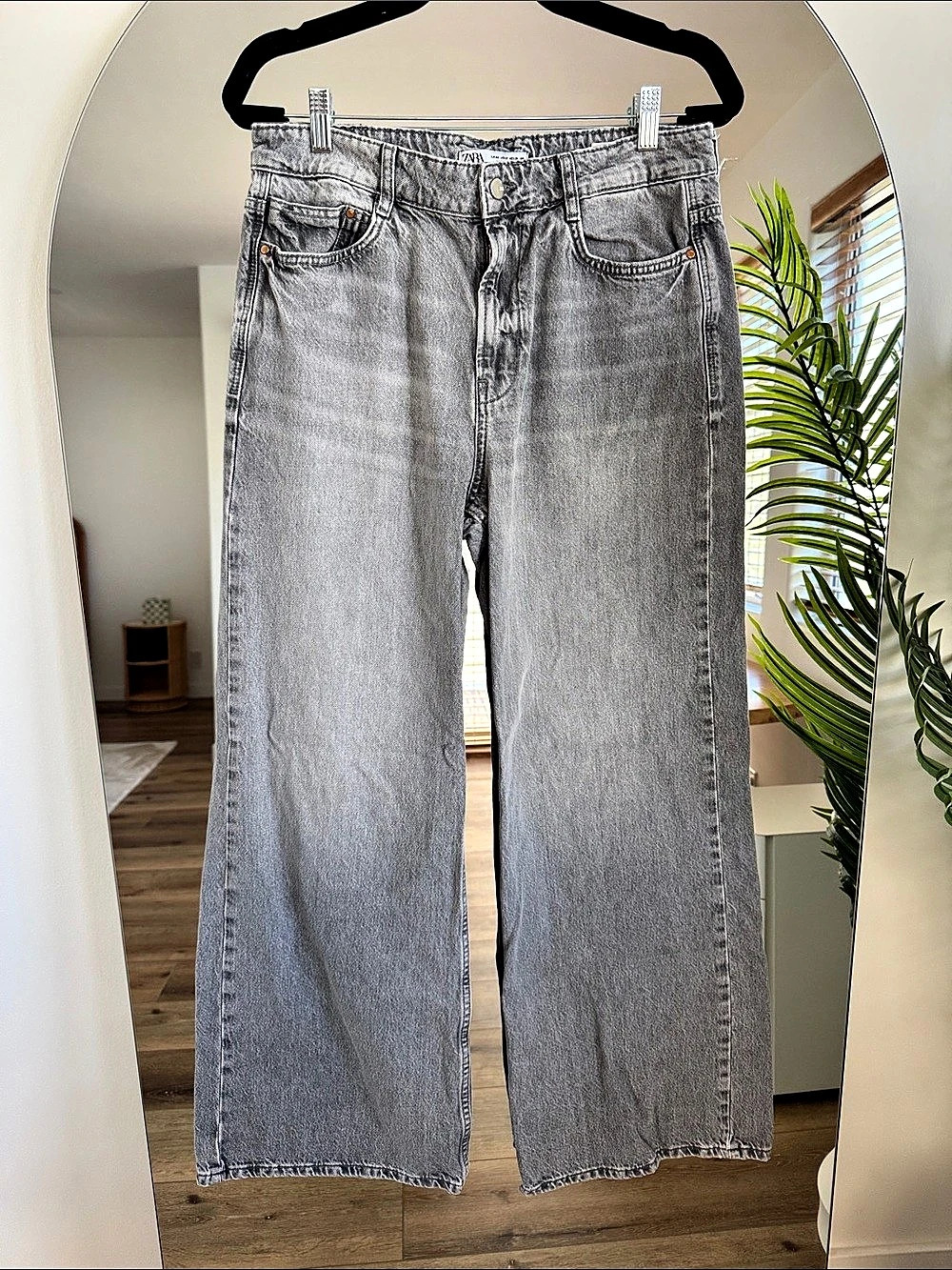 Zara Extra Wide Leg Jeans in Gray US 8
